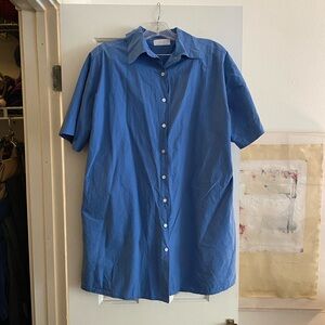 Oak + Fort Blue Poplin Shirt Dress